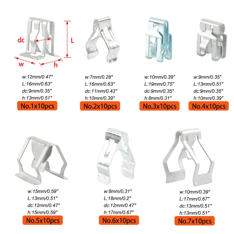 70pcs / Set Instrument Panel Fixing Clip(Silver) - Booster Cable & Clip by PMC Jewellery | Online Shopping South Africa | PMC Jewellery