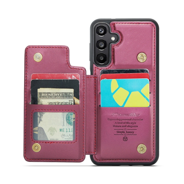 For Samsung Galaxy A25 4G CaseMe C22 PC+TPU Business Style RFID Anti-theft Leather Phone Case(Wine Red) - Galaxy Phone Cases by CaseMe | Online Shopping South Africa | PMC Jewellery | Buy Now Pay Later Mobicred