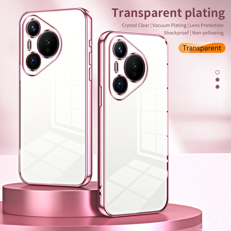 For Huawei Pura 70 Transparent Plating Fine Hole Phone Case(Black) - Huawei Cases by PMC Jewellery | Online Shopping South Africa | PMC Jewellery | Buy Now Pay Later Mobicred