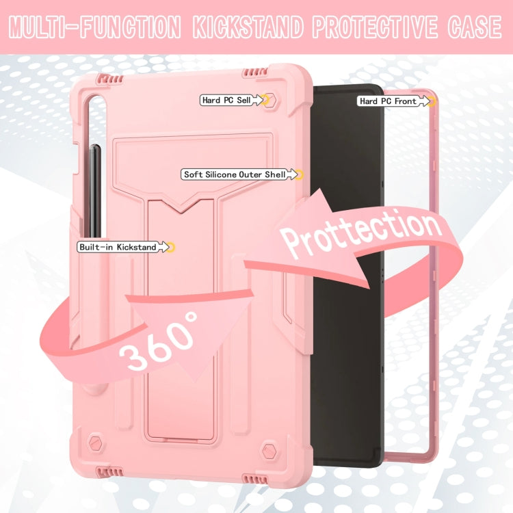 For Samsung Galaxy Tab S9 FE / S9 T Holder Robot Silicone Hybrid PC Tablet Case(Rose Gold) - free shipping - PMC Jewellery - Order now!