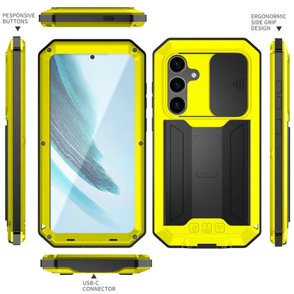 For Samsung Galaxy S24+ 5G R-JUST Sliding Camera Life Waterproof Holder Phone Case(Yellow) - Galaxy S24+ 5G Cases by R-JUST | Online Shopping South Africa | PMC Jewellery