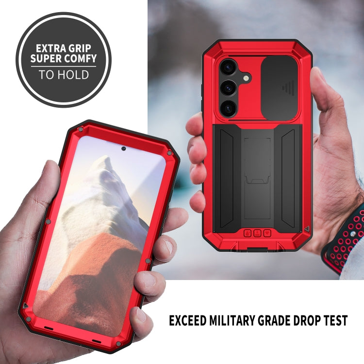 For Samsung Galaxy S24 5G R-JUST Sliding Camera Life Waterproof Holder Phone Case(Red) - Galaxy S24 5G Cases by R-JUST | Online Shopping South Africa | PMC Jewellery | Buy Now Pay Later Mobicred