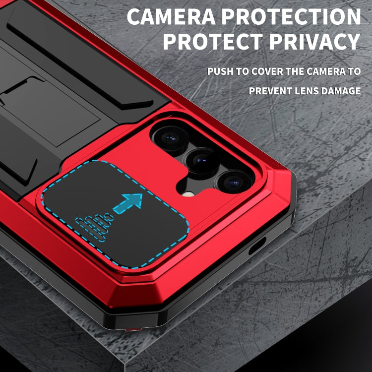 For Samsung Galaxy S24 5G R-JUST Sliding Camera Life Waterproof Holder Phone Case(Red) - Galaxy S24 5G Cases by R-JUST | Online Shopping South Africa | PMC Jewellery | Buy Now Pay Later Mobicred