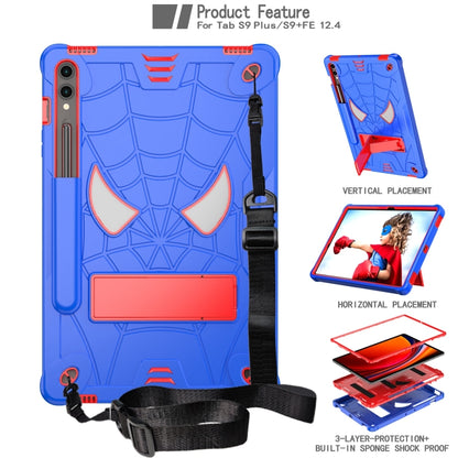 For Samsung Galaxy Tab S9 FE+ / S9+ Fold-Holder Spider Silicone Hybrid PC Tablet Case(Blue Red) - Galaxy Tab S9+ Cases by PMC Jewellery | Online Shopping South Africa | PMC Jewellery | Buy Now Pay Later Mobicred