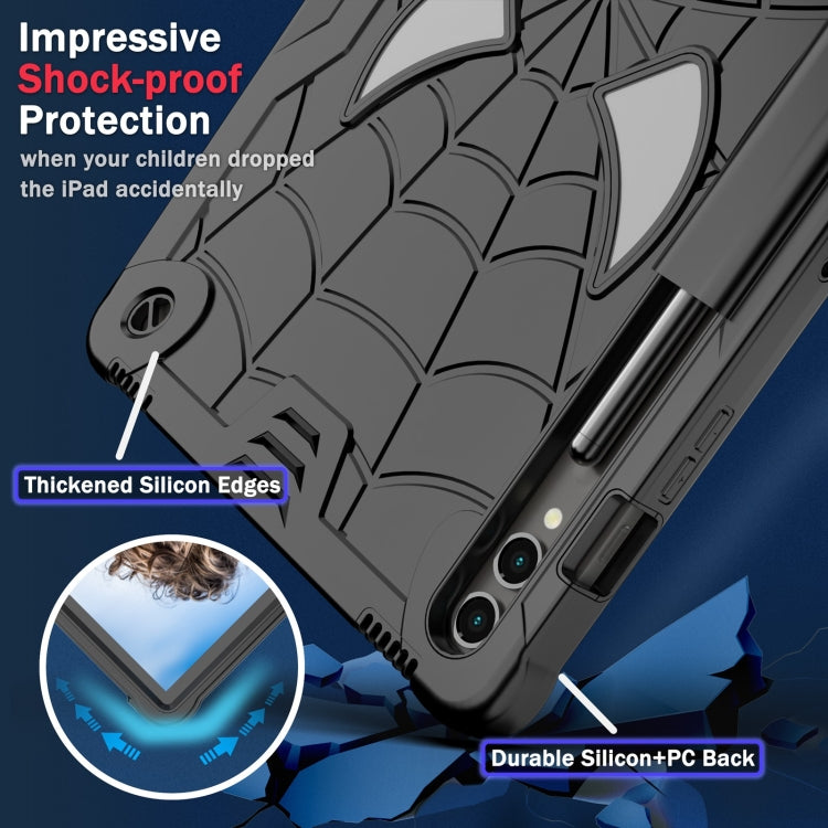 For Samsung Galaxy Tab S9 FE+ / S9+ Fold-Holder Spider Silicone Hybrid PC Tablet Case(Black) - Galaxy Tab S9+ Cases by PMC Jewellery | Online Shopping South Africa | PMC Jewellery | Buy Now Pay Later Mobicred