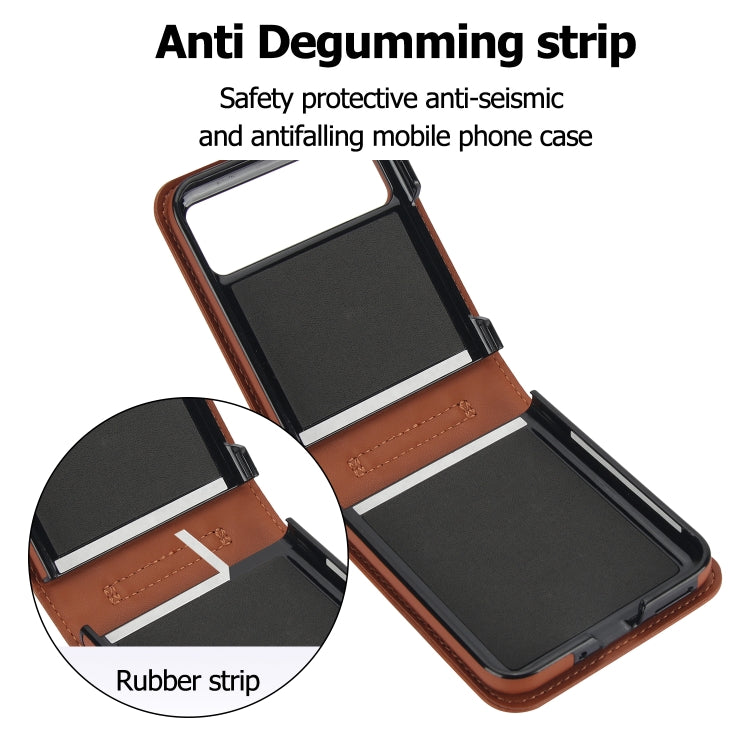 For Motorola Razr 40 Rhombic Texture Phone Case with Long & Short Lanyard(Brown) - Motorola Cases by PMC TechLife | Online Shopping South Africa | PMC TechLife | Buy Now Pay Later Mobicred