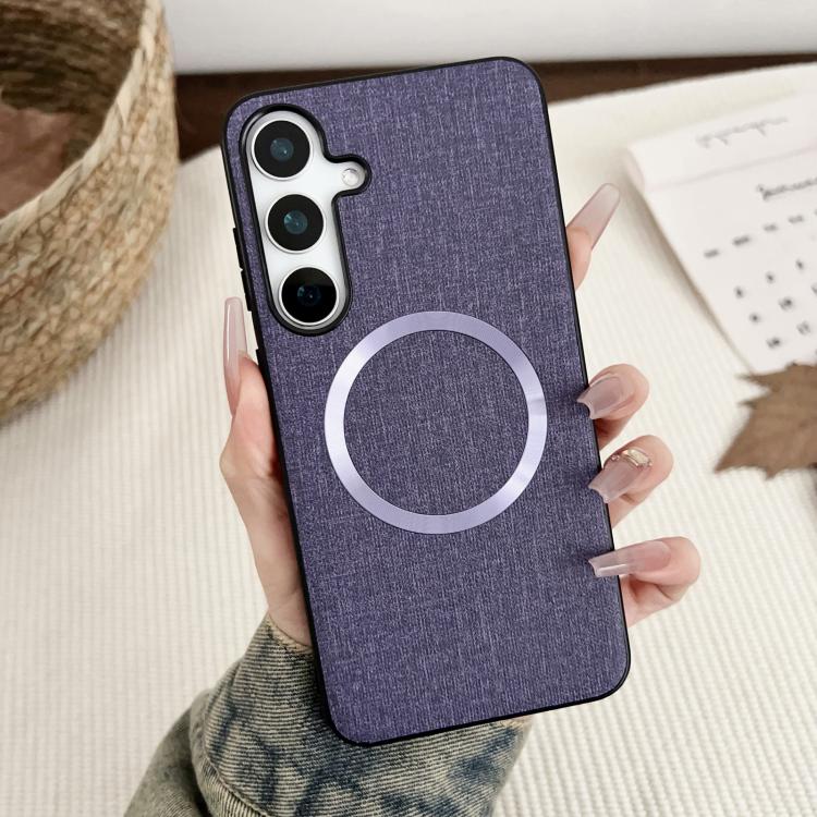 For Samsung Galaxy S25+ 5G Magsafe Magnetic Ring Cloth Texture Phone Case(Purple) - Galaxy S25+ 5G Cases by PMC Jewellery | Online Shopping South Africa | PMC Jewellery | Buy Now Pay Later Mobicred