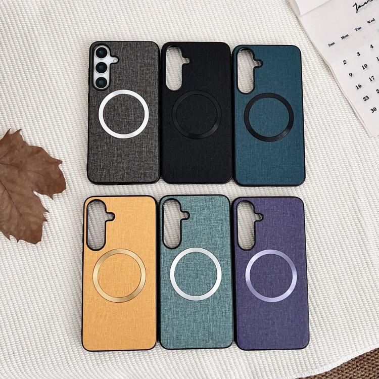For Samsung Galaxy S25 5G Magsafe Magnetic Ring Cloth Texture Phone Case(Grey) - Galaxy S25 5G Cases by PMC TechLife | Online Shopping South Africa | PMC TechLife | Buy Now Pay Later Mobicred