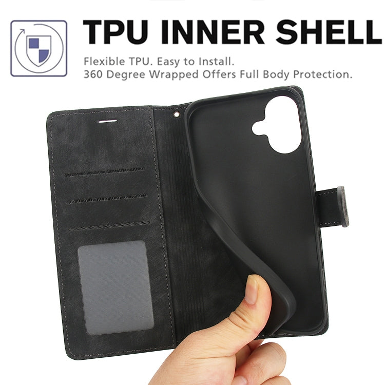 For iPhone 16 Orchid Butterfly Embossed Leather Phone Case(Black) - iPhone 16 Cases by PMC TechLife | Online Shopping South Africa | PMC TechLife | Buy Now Pay Later Mobicred