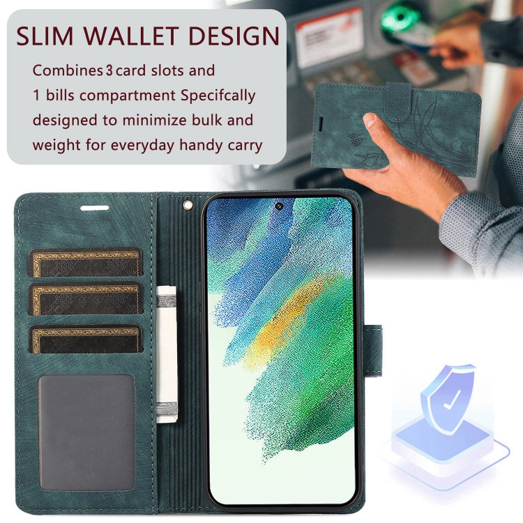 For Samsung Galaxy S8 Orchid Butterfly Embossed Leather Phone Case(Green) - Galaxy Phone Cases by PMC Jewellery | Online Shopping South Africa | PMC Jewellery