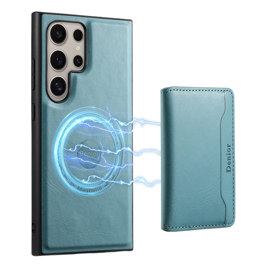 For Samsung Galaxy S23 Ultra 5G Denior Cowhide Texture Leather MagSafe Detachable Wallet Phone Case(Blue) - Galaxy S23 Ultra 5G Cases by Denior | Online Shopping South Africa | PMC Jewellery | Buy Now Pay Later Mobicred