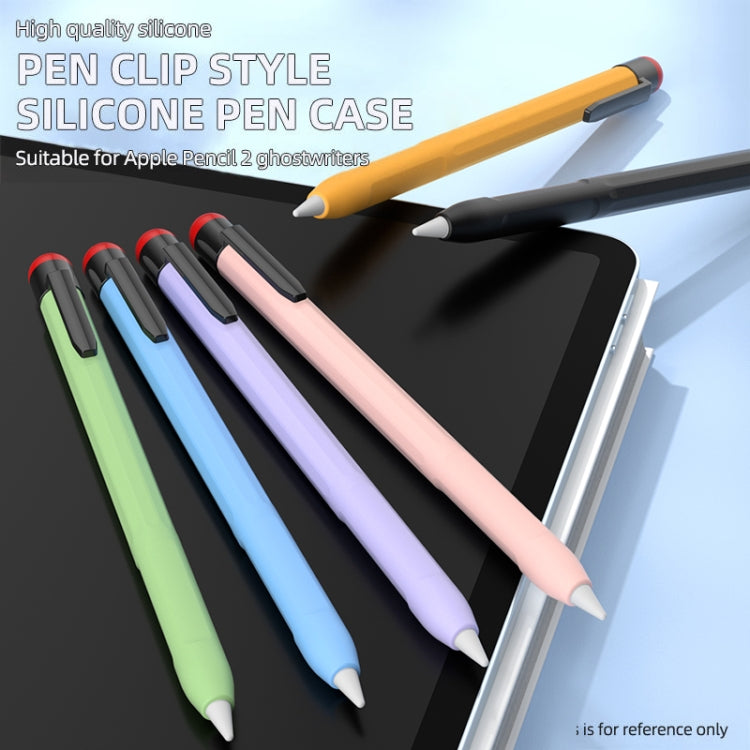 For Apple Pencil 2 Pen Clip Silicone Stylus Pen Protective Case(Black) - Pencil Accessories by PMC Jewellery | Online Shopping South Africa | PMC Jewellery | Buy Now Pay Later Mobicred