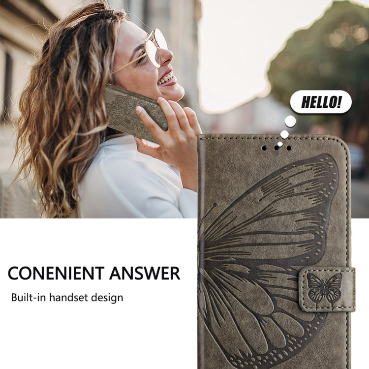 For Xiaomi Redmi K70 / K70 Pro Embossed Butterfly Leather Phone Case(Grey) - K70 Cases by PMC Jewellery | Online Shopping South Africa | PMC Jewellery | Buy Now Pay Later Mobicred