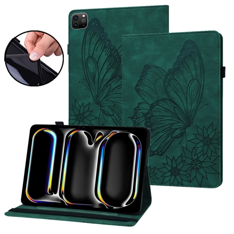 For iPad Pro 13 2024 Big Butterfly Embossed Leather Tablet Case(Green) - free shipping - PMC TechLife - Order now!