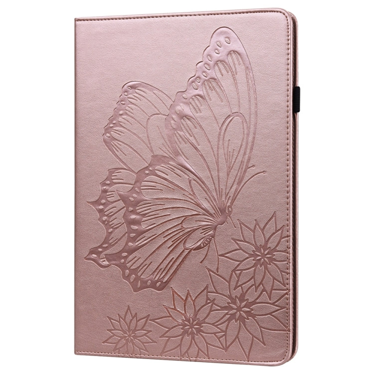 For Samsung Galaxy Tab S9 Ultra / S8 Ultra Big Butterfly Embossed Leather Tablet Case(Rose Gold) - Galaxy Tab S9 Ultra Cases by PMC Jewellery | Online Shopping South Africa | PMC Jewellery | Buy Now Pay Later Mobicred