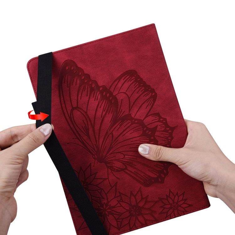 For Samsung Galaxy Tab S9 Ultra / S8 Ultra Big Butterfly Embossed Leather Tablet Case(Red) - Galaxy Tab S9 Ultra Cases by PMC Jewellery | Online Shopping South Africa | PMC Jewellery | Buy Now Pay Later Mobicred