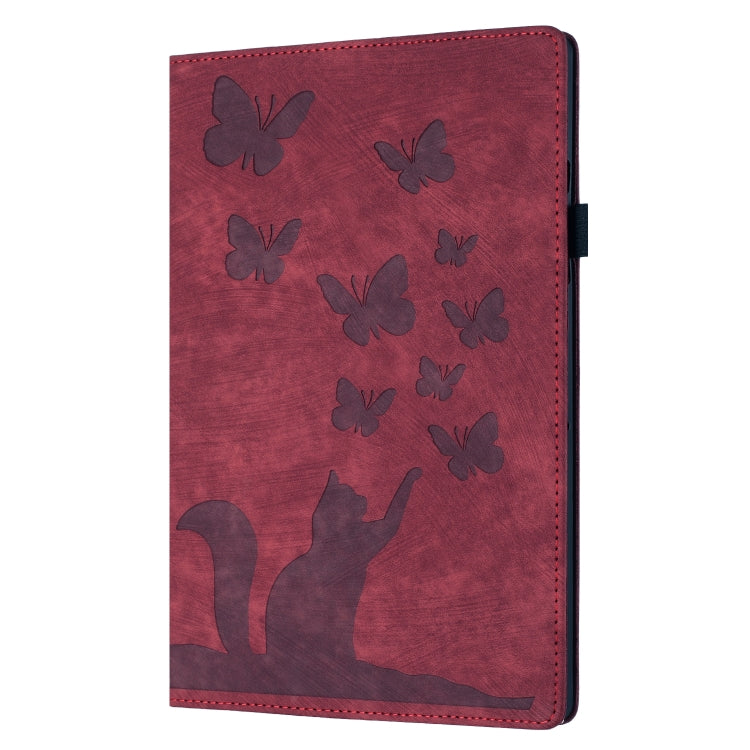 For iPad Air 11 2024 / Air 11 2025 Butterfly Cat Embossing Leather Tablet Case(Red) - iPad Air 11 2025 / 2024 Cases by PMC TechLife | Online Shopping South Africa | PMC TechLife | Buy Now Pay Later Mobicred