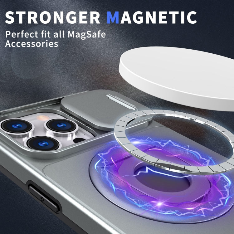 For iPhone 15 Pro Camshield MagSafe Ring Holder Armor Phone Case(Titanium Grey) - More iPhone Cases by PMC TechLife | Online Shopping South Africa | PMC TechLife