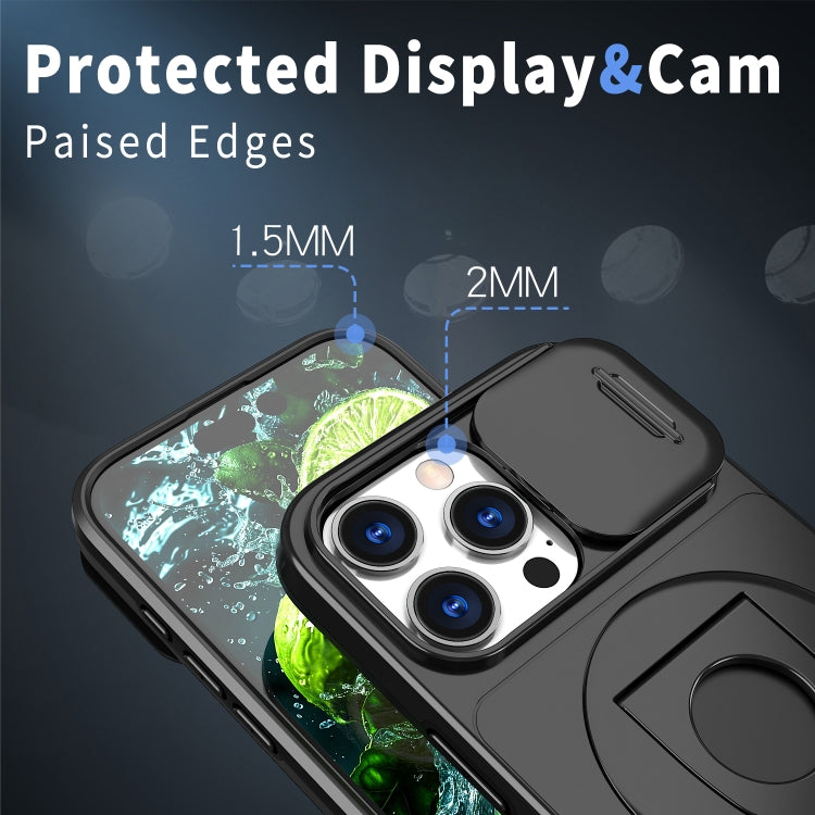 For iPhone 16 Pro Max Camshield MagSafe Ring Holder Armor Phone Case(Black) - iPhone 16 Pro Max Cases by PMC TechLife | Online Shopping South Africa | PMC TechLife | Buy Now Pay Later Mobicred