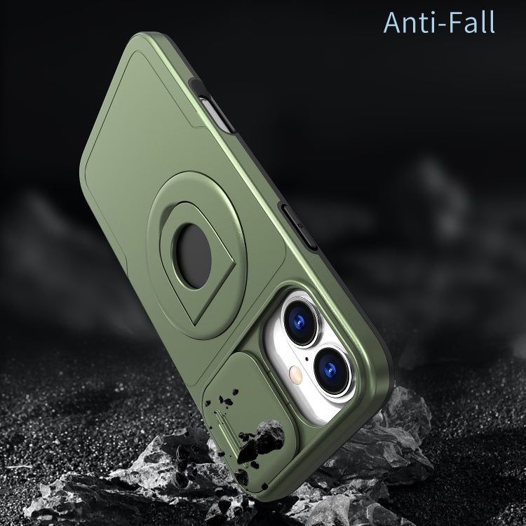 For iPhone 16 Plus Camshield MagSafe Ring Holder Armor Phone Case(Olive Green) - iPhone 16 Plus Cases by PMC TechLife | Online Shopping South Africa | PMC TechLife | Buy Now Pay Later Mobicred