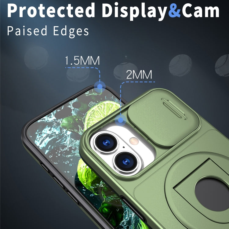 For iPhone 16 Camshield MagSafe Ring Holder Armor Phone Case(Olive Green) - iPhone 16 Cases by PMC TechLife | Online Shopping South Africa | PMC TechLife | Buy Now Pay Later Mobicred