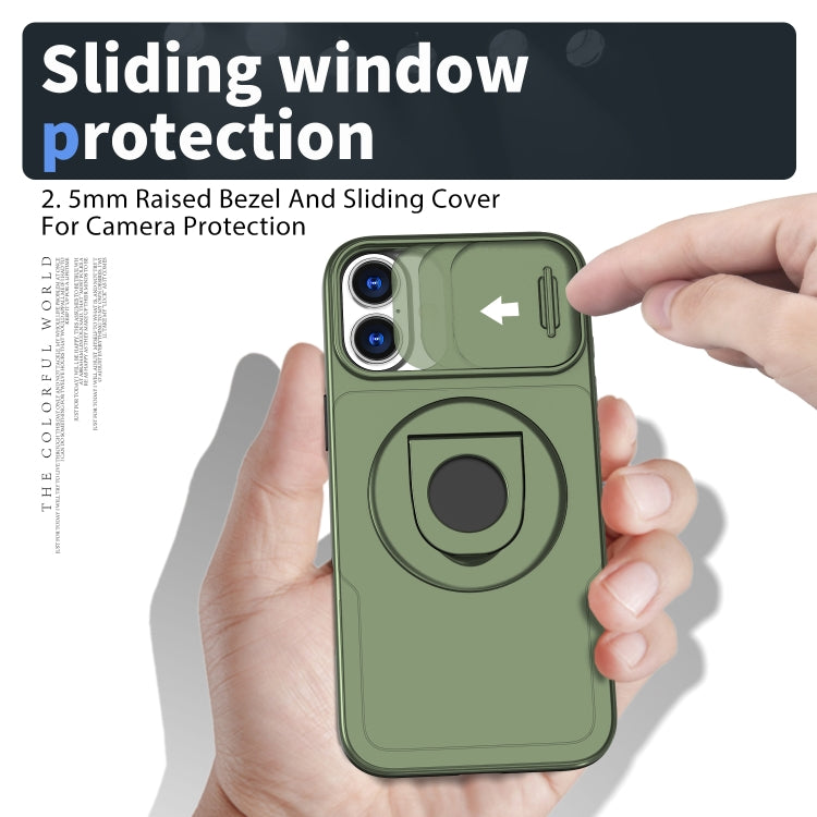For iPhone 16 Camshield MagSafe Ring Holder Armor Phone Case(Olive Green) - iPhone 16 Cases by PMC TechLife | Online Shopping South Africa | PMC TechLife | Buy Now Pay Later Mobicred