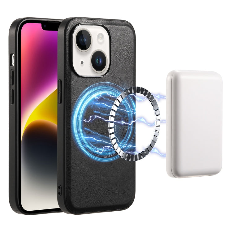 For iPhone 14/13 Denior Cowhide Texture Leather MagSafe Phone Case(Black) - free shipping - PMC TechLife - Order now!
