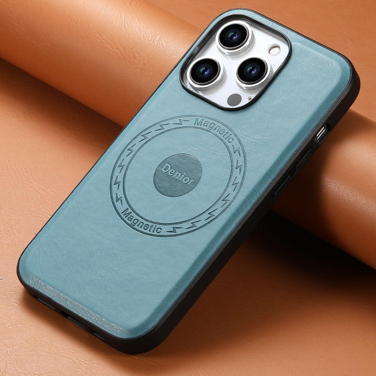 For iPhone 14 Pro Denior Cowhide Texture Leather MagSafe Phone Case(Blue) - iPhone 14 Pro Cases by Denior | Online Shopping South Africa | PMC TechLife | Buy Now Pay Later Mobicred