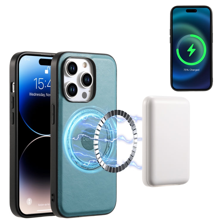 For iPhone 12/12 Pro Denior Cowhide Texture Leather MagSafe Phone Case(Blue) - free shipping - PMC TechLife - Order now!