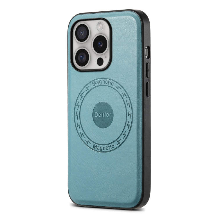 For iPhone 16 Pro Denior Cowhide Texture Leather MagSafe Phone Case(Blue) - iPhone 16 Pro Cases by Denior | Online Shopping South Africa | PMC Jewellery | Buy Now Pay Later Mobicred