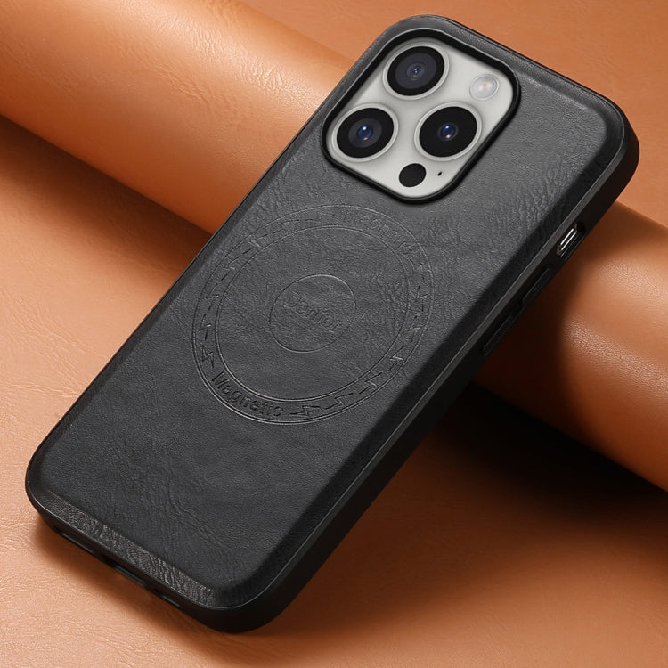 For iPhone 16 Pro Denior Cowhide Texture Leather MagSafe Phone Case(Black) - iPhone 16 Pro Cases by Denior | Online Shopping South Africa | PMC TechLife | Buy Now Pay Later Mobicred