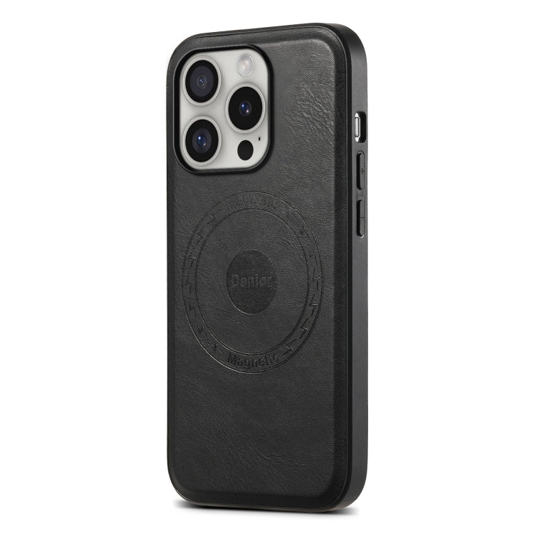 For iPhone 16 Pro Denior Cowhide Texture Leather MagSafe Phone Case(Black) - iPhone 16 Pro Cases by Denior | Online Shopping South Africa | PMC TechLife | Buy Now Pay Later Mobicred