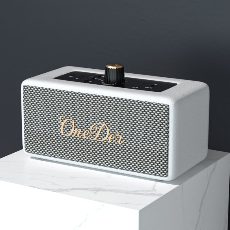 Oneder D3 Retro Leather Casing 30W Dual Units Wireless Bluetooth Speaker(White) - free shipping - PMC Jewellery - Order now!