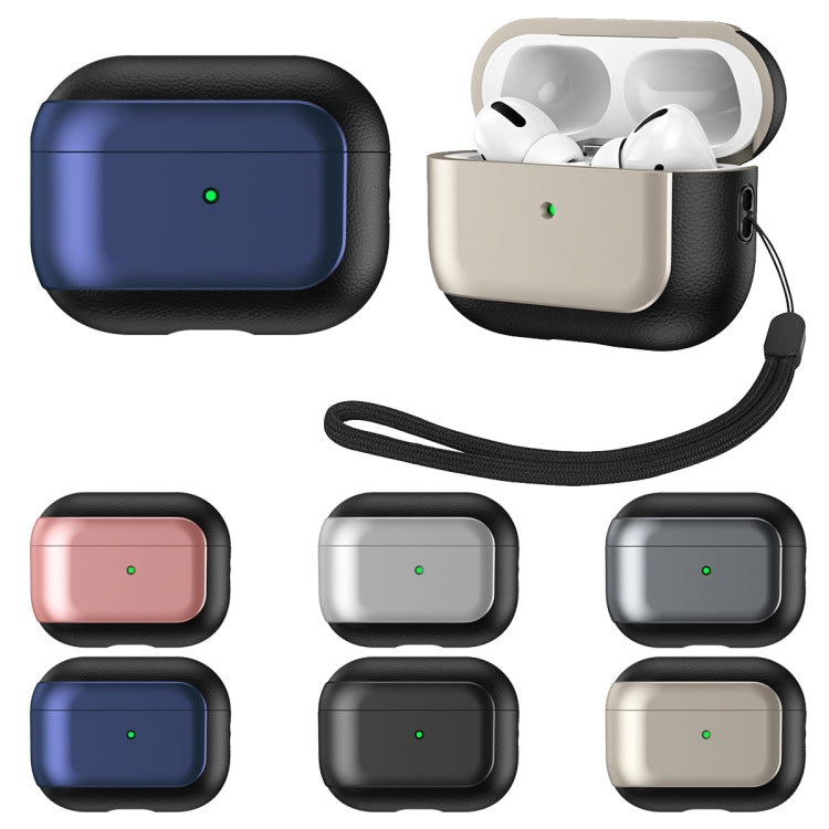 For AirPods 3 Electroplated Leather Texture Wireless Earphones Protective Case(Silver) - free shipping - PMC Jewellery - Order now!