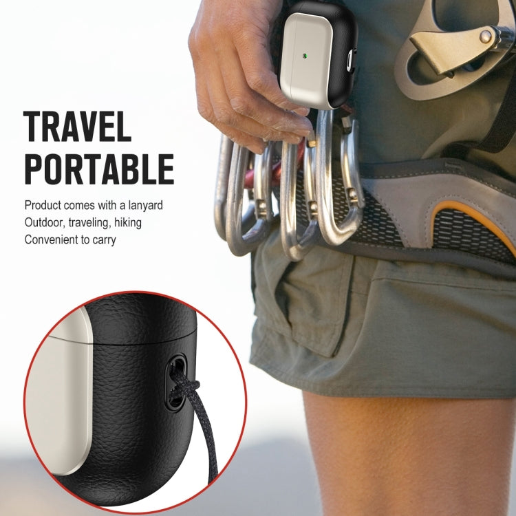 For AirPods Pro Electroplated Leather Texture Wireless Earphones Protective Case(Silver) - For AirPods Pro by PMC Jewellery | Online Shopping South Africa | PMC Jewellery | Buy Now Pay Later Mobicred