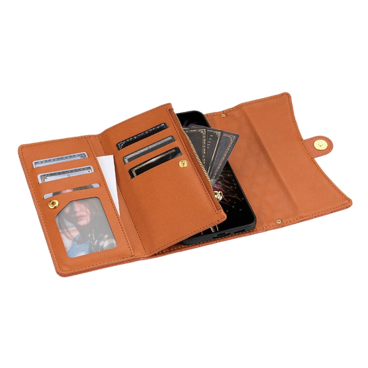 For Google Pixel 8 Pro Zipper Multi-Card Wallet Rhombic Leather Phone Case(Brown) - free shipping - PMC TechLife - Order now!