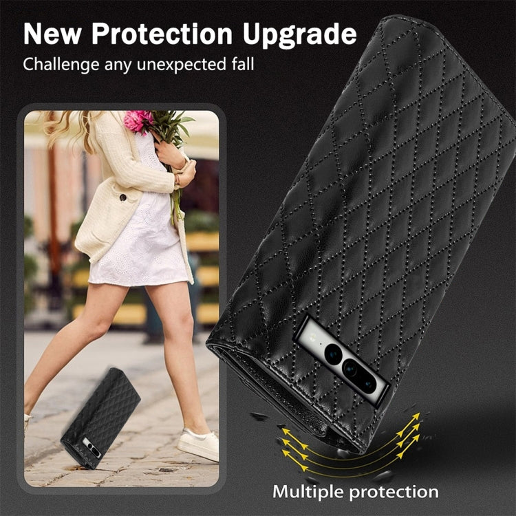 For Google Pixel 7 Zipper Multi-Card Wallet Rhombic Leather Phone Case(Black) - Google Cases by PMC TechLife | Online Shopping South Africa | PMC TechLife | Buy Now Pay Later Mobicred