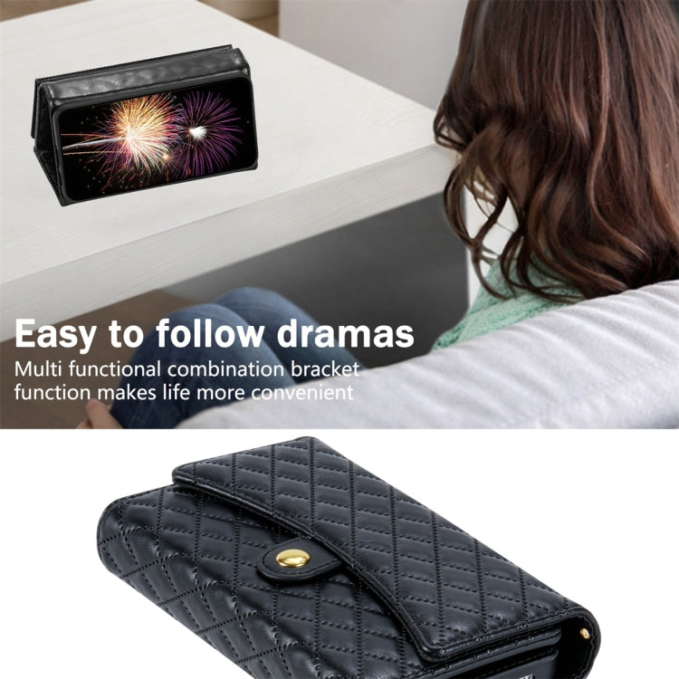 For Google Pixel 7 Zipper Multi-Card Wallet Rhombic Leather Phone Case(Black) - Google Cases by PMC TechLife | Online Shopping South Africa | PMC TechLife | Buy Now Pay Later Mobicred
