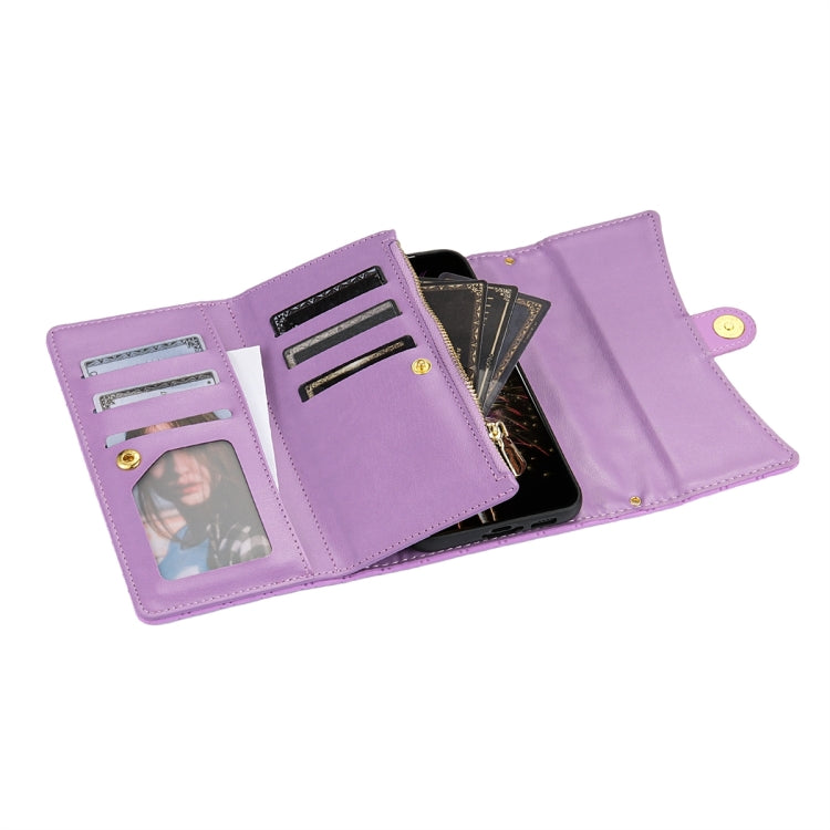 For Google Pixel 6 Zipper Multi-Card Wallet Rhombic Leather Phone Case(Purple) - Google Cases by PMC TechLife | Online Shopping South Africa | PMC TechLife | Buy Now Pay Later Mobicred