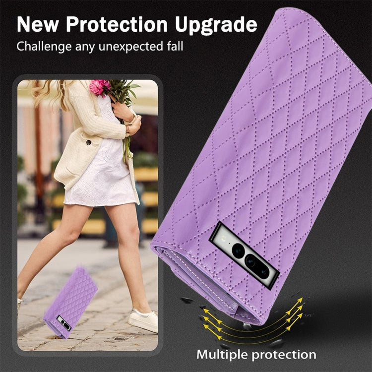 For Google Pixel 6 Zipper Multi-Card Wallet Rhombic Leather Phone Case(Purple) - Google Cases by PMC TechLife | Online Shopping South Africa | PMC TechLife | Buy Now Pay Later Mobicred