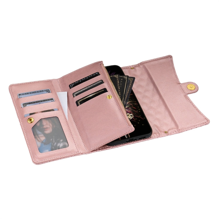 For Google Pixel 6 Pro Zipper Multi-Card Wallet Rhombic Leather Phone Case(Rose Gold) - Google Cases by PMC TechLife | Online Shopping South Africa | PMC TechLife | Buy Now Pay Later Mobicred