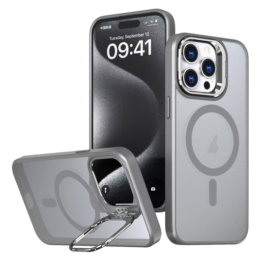 For iPhone 15 Pro Metal Invisible Camera Holder MagSafe Magnetic Phone Case(Grey) - iPhone 15 Pro Cases by PMC Jewellery | Online Shopping South Africa | PMC Jewellery