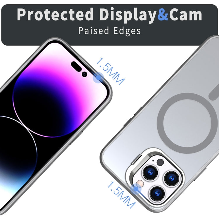 For iPhone 15 Pro Metal Invisible Camera Holder MagSafe Magnetic Phone Case(Grey) - iPhone 15 Pro Cases by PMC TechLife | Online Shopping South Africa | PMC TechLife