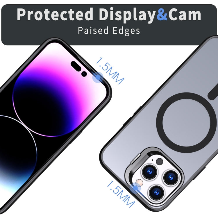 For iPhone 14 Pro Metal Invisible Camera Holder MagSafe Magnetic Phone Case(Black) - iPhone 14 Pro Cases by PMC TechLife | Online Shopping South Africa | PMC TechLife | Buy Now Pay Later Mobicred