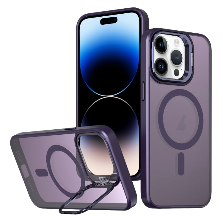 For iPhone 14 Pro Metal Invisible Camera Holder MagSafe Magnetic Phone Case(Purple) - iPhone 14 Pro Cases by PMC Jewellery | Online Shopping South Africa | PMC Jewellery