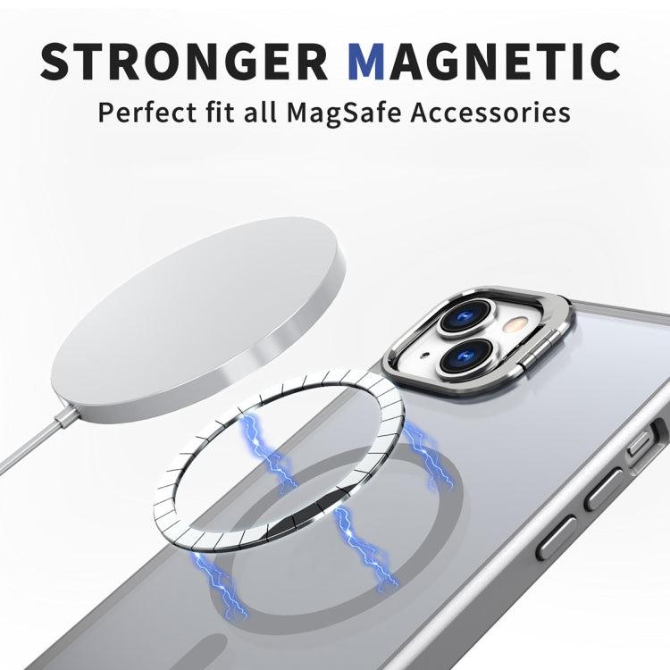 For iPhone 11 Metal Invisible Camera Holder MagSafe Magnetic Phone Case(Grey) - iPhone 11 Cases by PMC TechLife | Online Shopping South Africa | PMC TechLife
