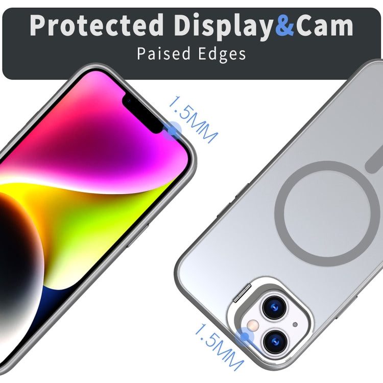 For iPhone 11 Metal Invisible Camera Holder MagSafe Magnetic Phone Case(Grey) - iPhone 11 Cases by PMC TechLife | Online Shopping South Africa | PMC TechLife