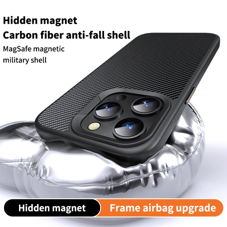 For iPhone 15 Pro Max Kevlar Fiber Shockproof MagSafe Phone Case(Black) - iPhone 15 Pro Max Cases by PMC TechLife | Online Shopping South Africa | PMC TechLife | Buy Now Pay Later Mobicred