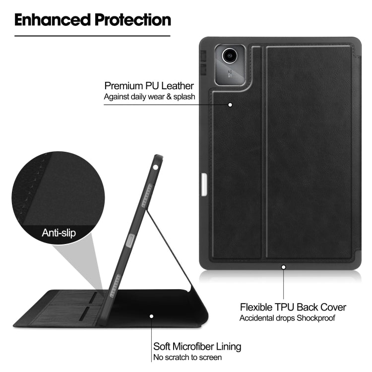For Lenovo Tab M11/ Xiaoxin Pad 11 2024 Ultimate Pure Color Leather Smart Tablet Case(Black) - Lenovo by PMC TechLife | Online Shopping South Africa | PMC TechLife | Buy Now Pay Later Mobicred