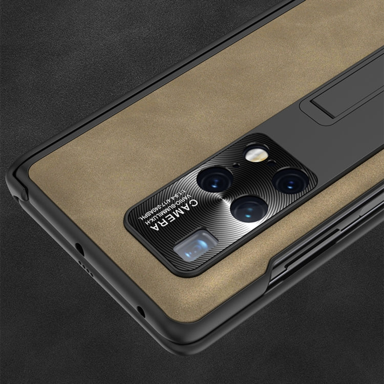 For Huawei Mate X2 GKK Integrated Frosted Fold Hinge Privacy Leather Phone Case with Holder(Grey) - Huawei Cases by GKK | Online Shopping South Africa | PMC Jewellery | Buy Now Pay Later Mobicred